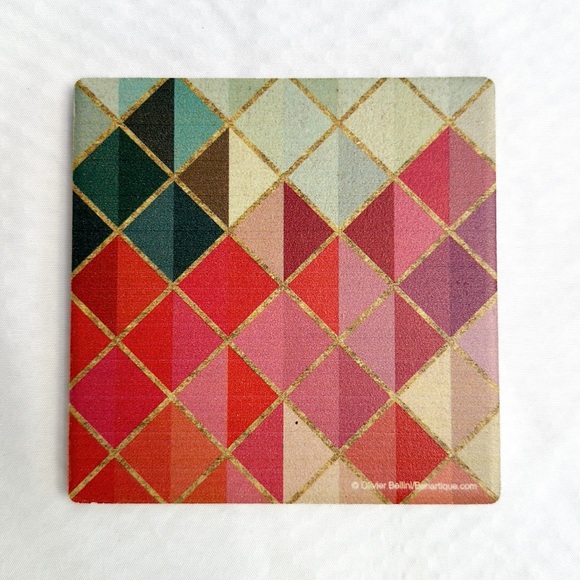 Ceramic Coaster Set Boho Dog Gold Arrows Rainbow Triangles Drinkware Home Decor - Picture 5 of 5